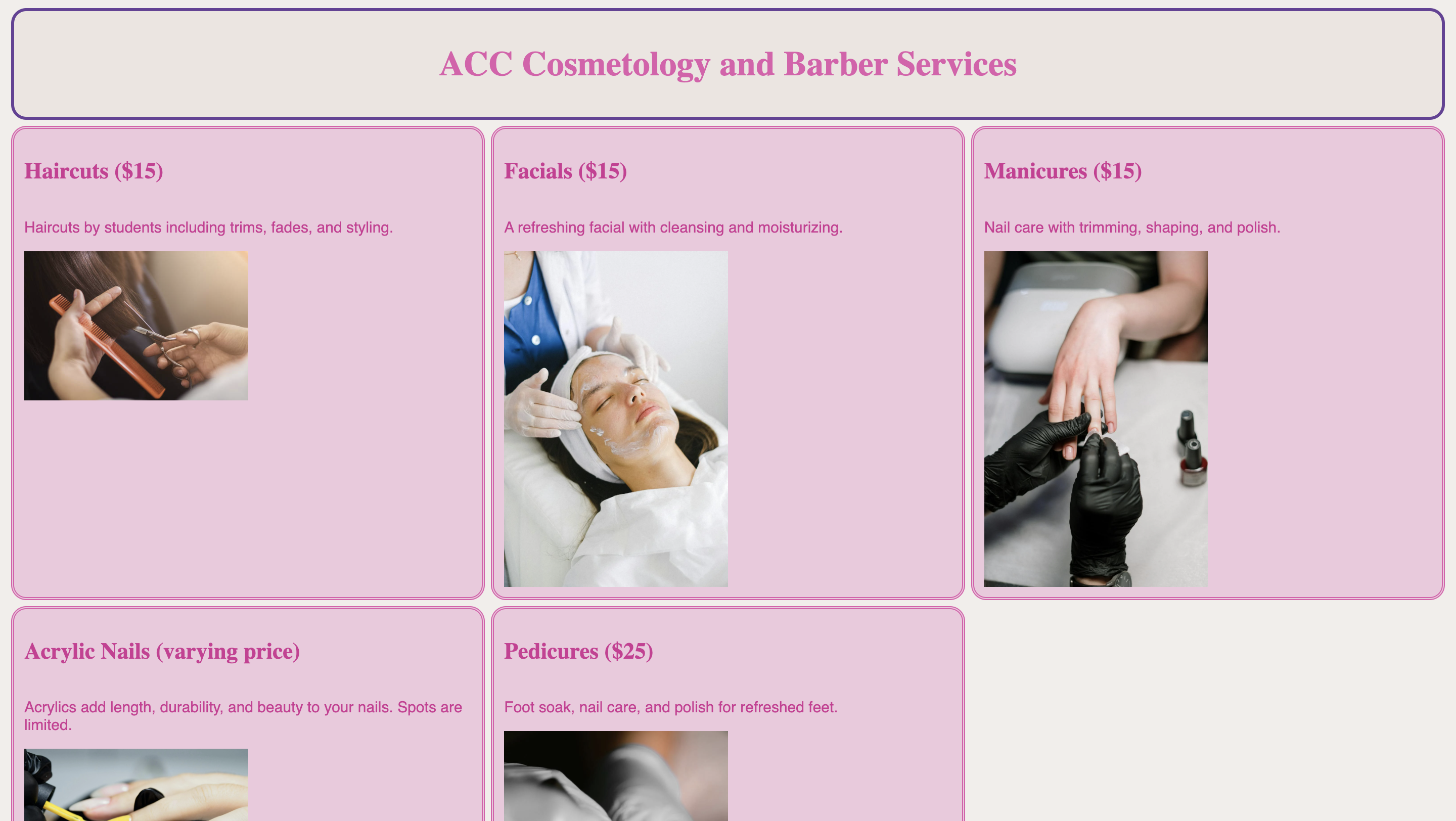 This is a image of the services page on our website